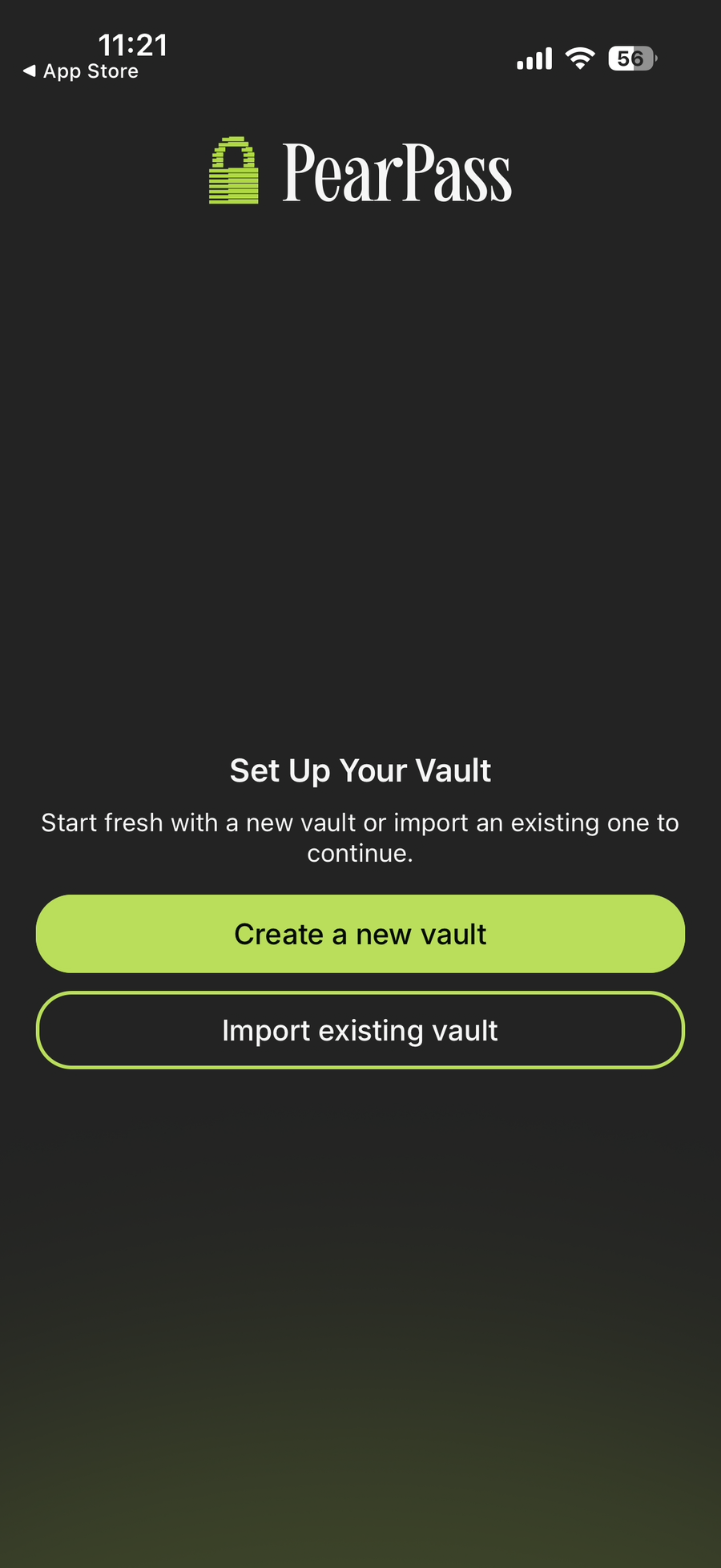 Mobile create vault